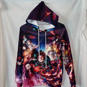 Demon Slayer Anime Polyester Fire Theme Pullover Hoodie Sweatshirt Size Medium